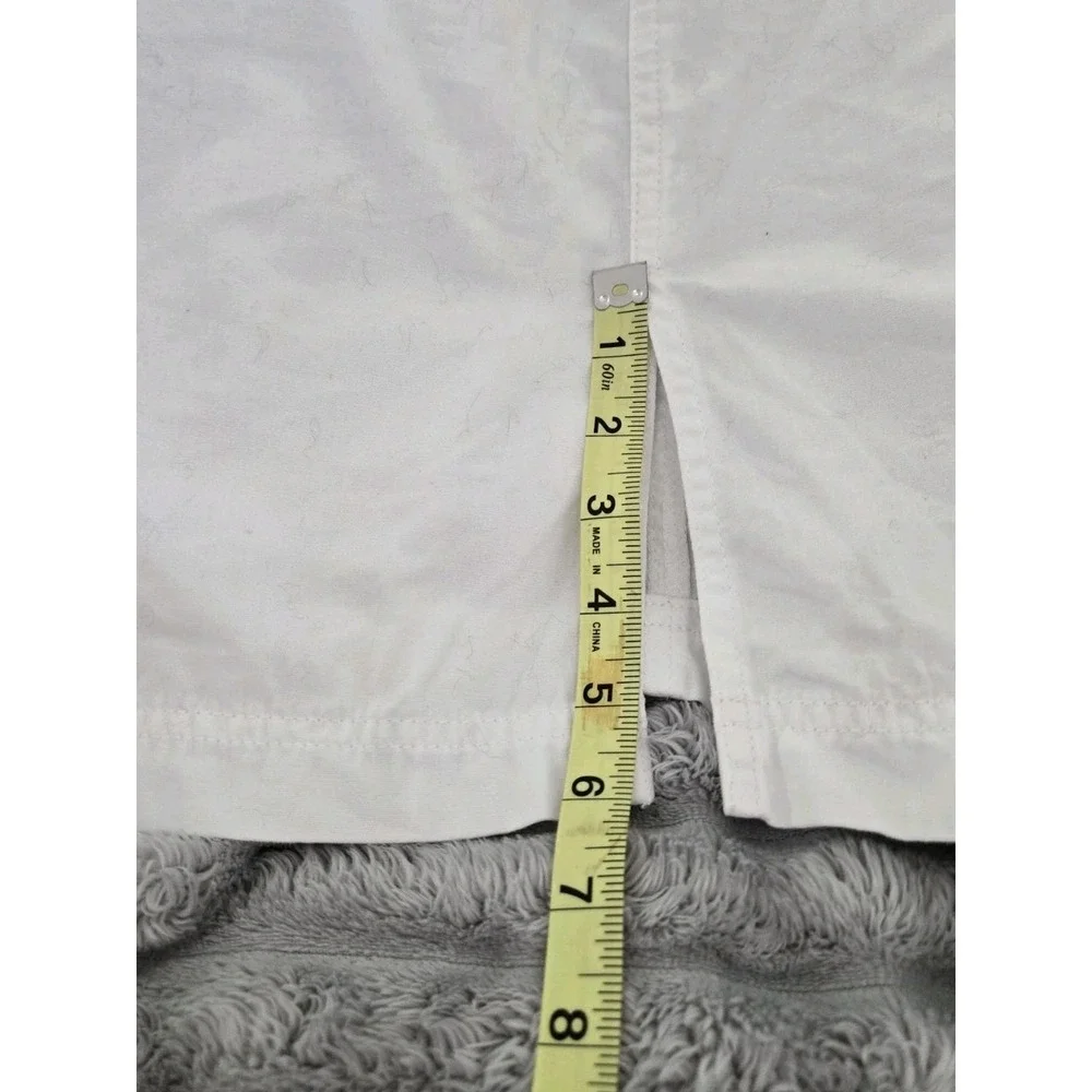 New York & Company White 100% Cotton Drawstring‎ Midi Skirt Size 8 Pockets Slit